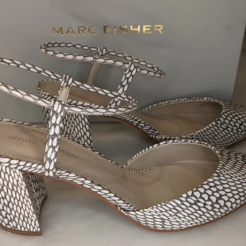 Callo Snakeskin Slingback Block Heel Pumps - Picture 3 of 6